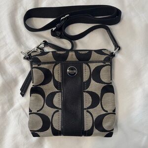 Coach Signature Black and Cream Crossbody Bag